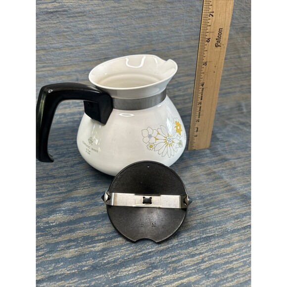 VTG Corning Ware Wildflower 6-Cup Teapot P-104 | 1970s Floral Ceramic Kettle USA - Picture 5 of 7
